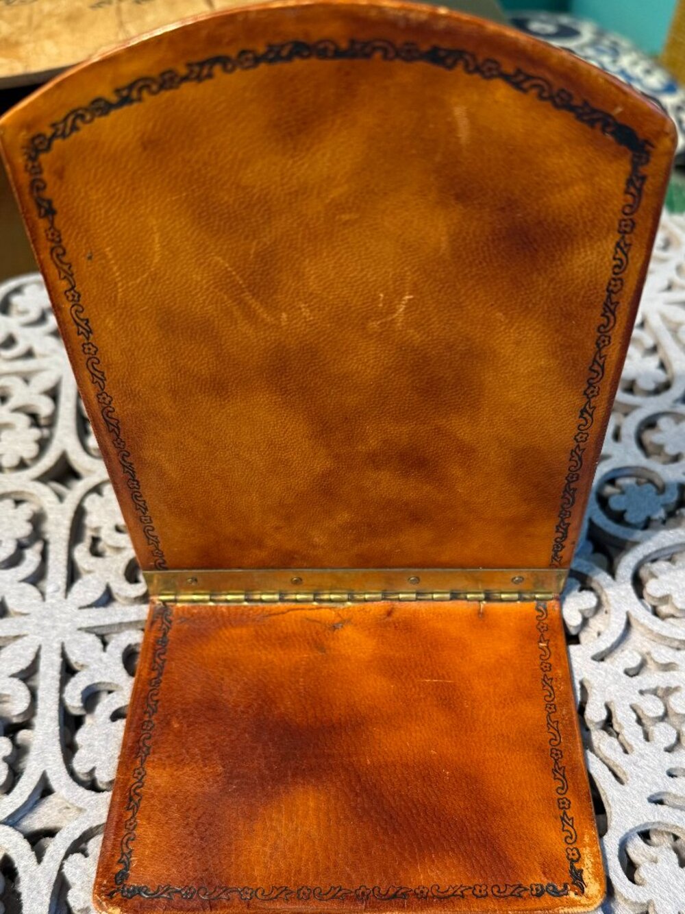 Vintage Italian Leather Bookend